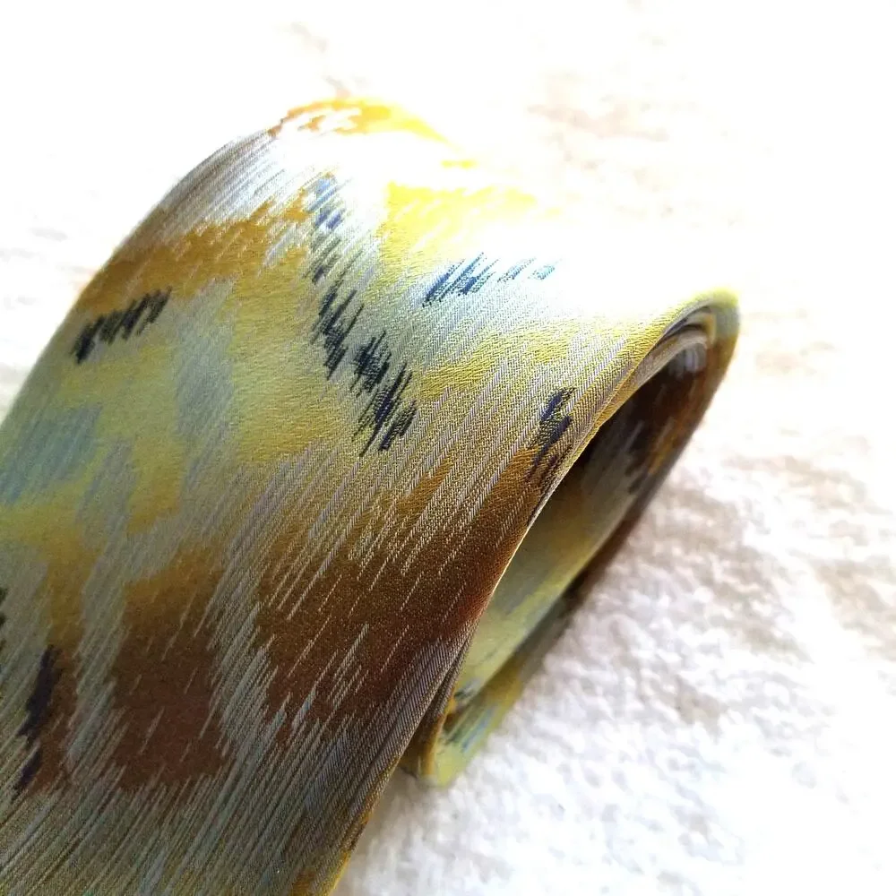 Vintage 1950s Mens Tie Wembley Green Abstract Light Olive Necktie 54